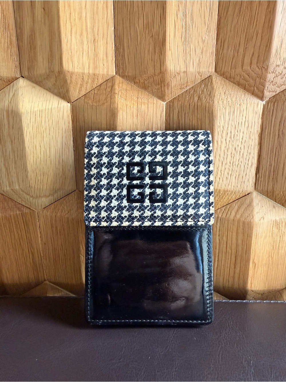 Givenchy Patent Leather Cigarette Case with Houndstooth Flap